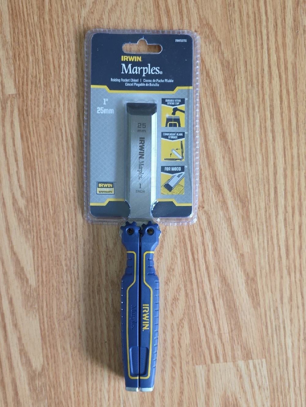 IRWIN Marples 1" (25mm) Folding Pocket Chisel - Blue/Yellow